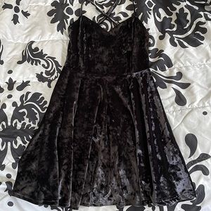 Crushed black velvet dress